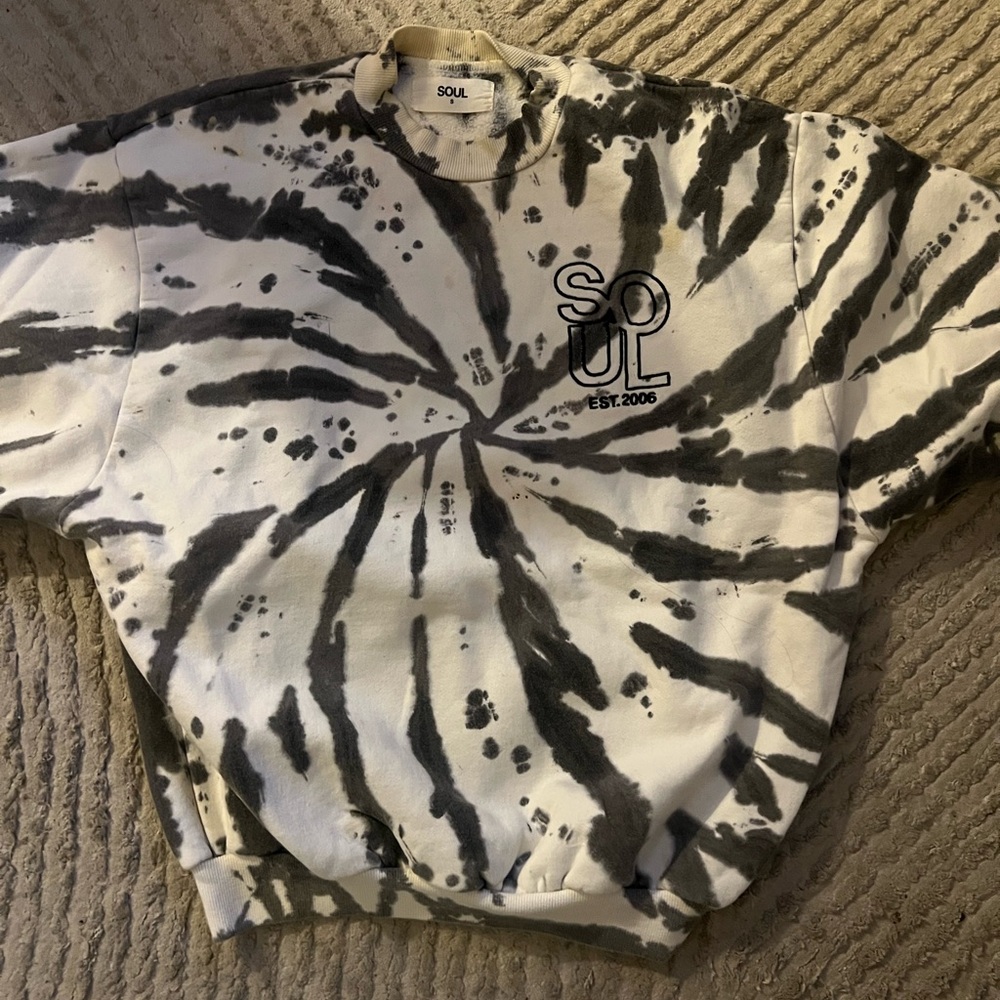 Soulcycle Tie-Dye Sweatshirt - Grey and White